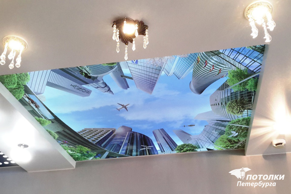 Изумительные изображения 3D натяжных потолков