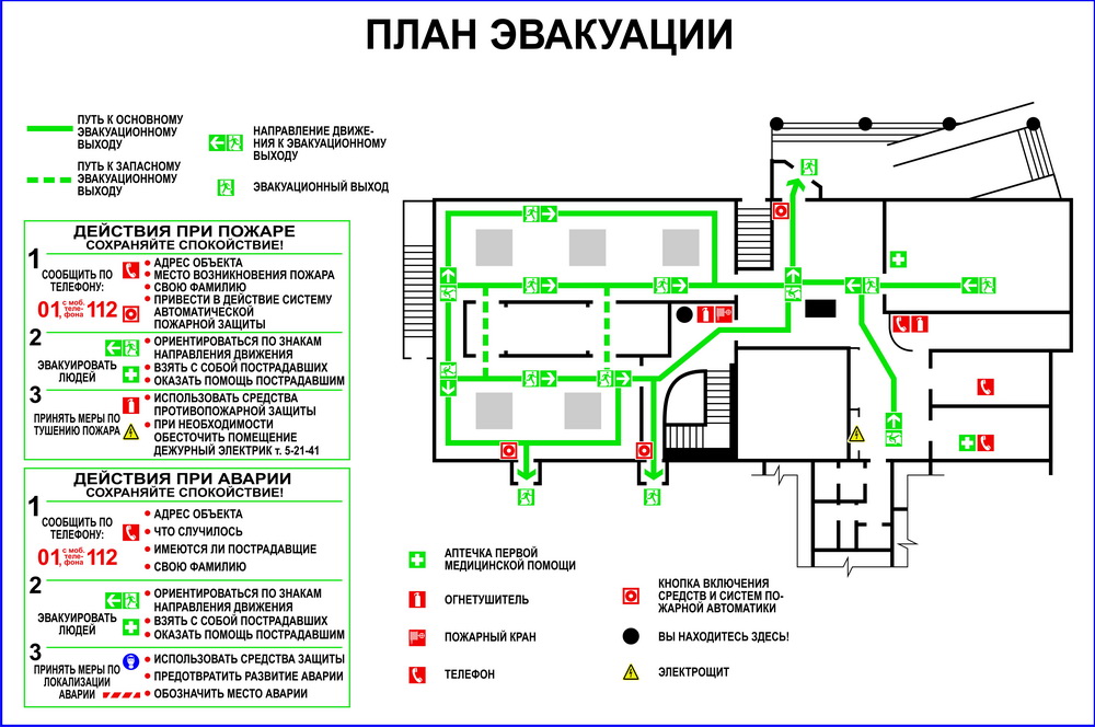 Изображения плана эвакуации с подсказками для эффективной эвакуации
