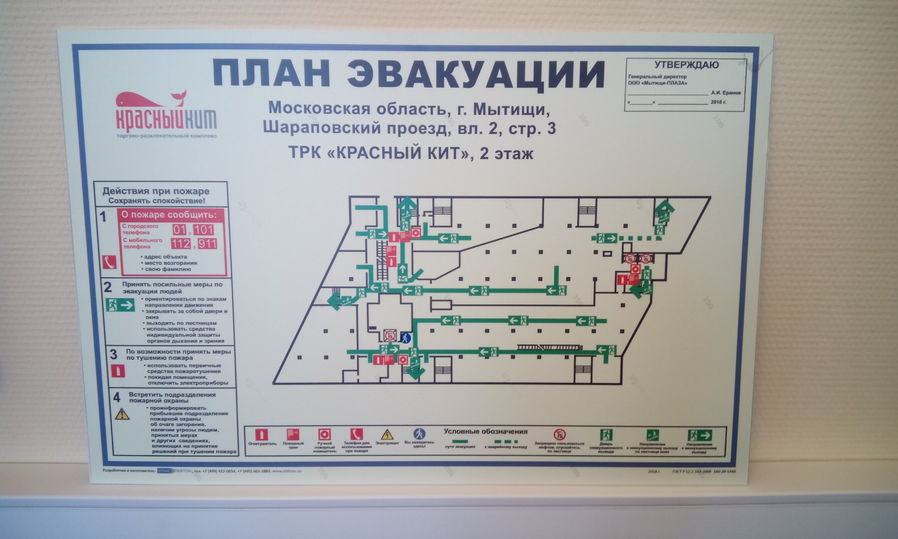 Фото плана эвакуации с обозначением зон безопасности